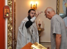 Молебен пред иконой Пресвятой Богородицы «Всецарица», пятилетие храма, расположенного на территории онкологического центра. 31 августа 2011