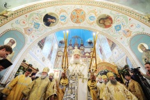 Первосвятительский визит в Иркутскую епархию. Божественная литургия в Знаменском женском монастыре Иркутска. Хиротония архимандрита Серафима (Кузьминова) во епископа Каменского и Алапаевского