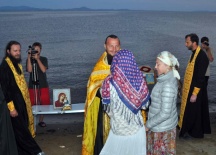 Крещение Сатоми Мидзогути в Японском море.  Межепархиальный молодежный слет «Андреевский городок».